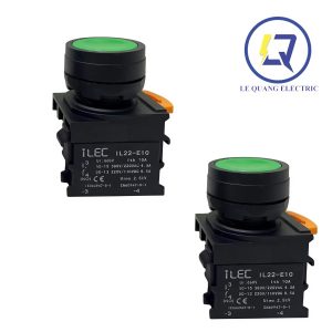 ILEC IL22-BN-11G: NÚT NHẤN KHÔNG ĐÈN Ø22 - LOẠI PHẲNG ILEC NHẤN NHẢ MÀU XANH 1NO - 1NC